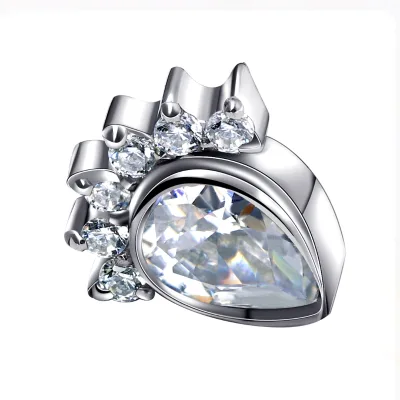 Eternal Metal ASTM F136 Titanium Teardrop CZ and Round CZ Threadless TOP