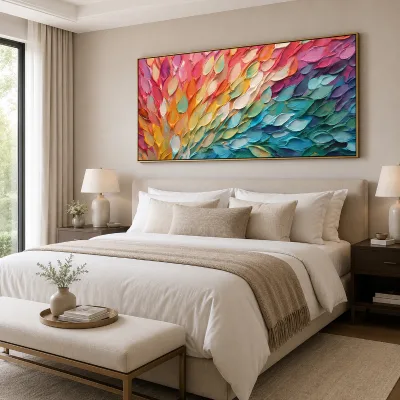 Large Colorful Abstract Impasto Canvas Oil Painting Wall Art Wholesale Handmade Canvas Hanging Decor House Decoration Interior
