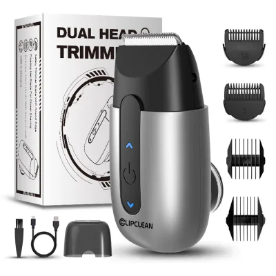 2 in 1 Electric Groin Hair Trimmer USB Rechargeable Sensor Light Men Hair Remover Painless Shaving Mini Shaver Body Face Razor