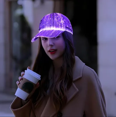Glowing LED Fiber Optic Hat Sparkling Baseball Cap for Parties Graduations Diwali Easter Halloween Christmas