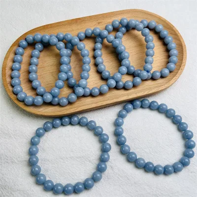 Lucky Blue Angelite chakra bracelet crystal bracelet beads natural healing Angel crystal bracelets for gifts