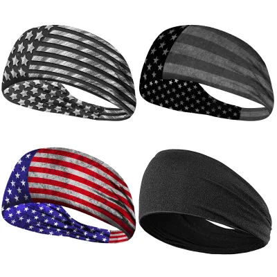 Custom USA Flag Patriot Pride Sublimation Print Sports Headband With logo Plain Blank High Quality Men Basketball Head Wear