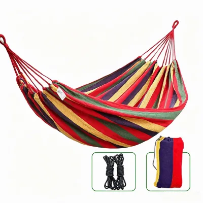Wholesale Modern Outdoor Portable Foldable Cotton Canvas Camping Hammock with Ropes