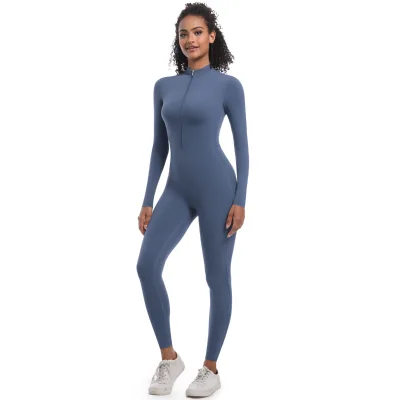 MAQVOB Factory Wholesale EU US Size Zipper Long-sleeved Seamless Online-Wholesale-Shop Quick-drying Tight-fitting Bodysuit