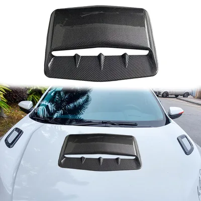 Universal Carbon Fiber Car Air Flow Intake Hood Scoop Vent Shark Fin Bonnet Decorative Cover Center Side Air Outlet Hood