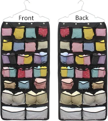 Oxford Hanging Closet Organizer for Underwear, Stocking, Bra and Sock Dual-Sided Space Saving