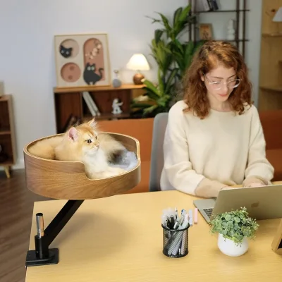 New Arrival Desk Nest Cat Bed Space-Saving Elevated Bed for Cats Keeps Desks Clear 360° Adjustable Supports for Home Office