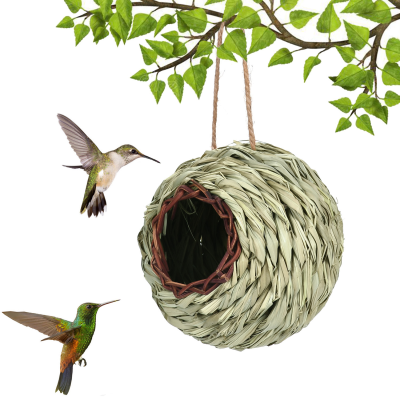 Hand- Woven Birds Cages,Straw Bird's Nest,Pine Needle Branch Bird Hammock Bird Nest Bird Accessory