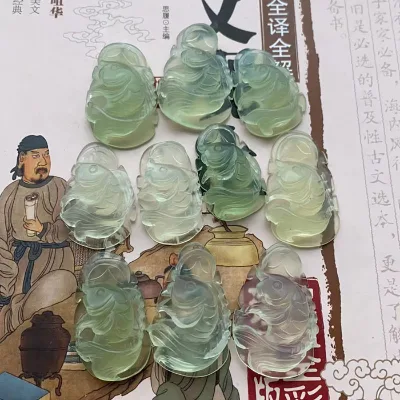 Natural Green Chinese Jade Fish Pendant Pisces Necklace Charm Jadeite Jewelry Carved Amulet Fashion Accessories Gifts