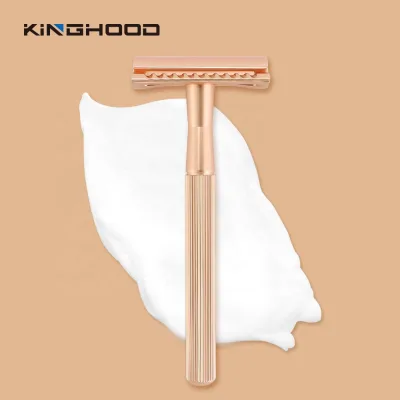 KINGHOOD Custom Logo Professional Barber Gold Flawle Body Double Edge Shaving Blade Safety Razor Rasierer