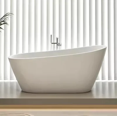 Premium CUPC Certified Freestanding White Acrylic Bathtub - Modern Design for Luxury Bathrooms
