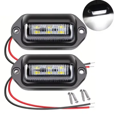 6LED 12v-24V Led Side Tail Lights 6000K Car Trailer SUV Lorry Number Plate Lights License Plate Light Rear Lamp White
