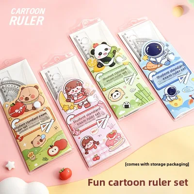Customized Stationery Pencil Ruler 20cm PVC Drawing Ruler Set Student Stationary School Plastic Material Stationery Set