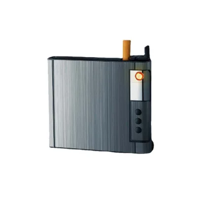 Customized Logo 20 Large-Capacity Automatic Cigarette Case with Electric Lighters Classic Design Style