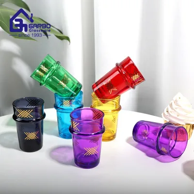 New Design Drinking Tea Glass Cup Morocco Market Spray Color Decal Tumbler China Supplier 170ml Arabic Decorative Glasses