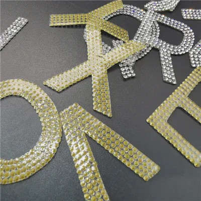 Hot Fix Rhinestones on Letters Patch for Clothing Badge Paste High-quality Glass Alphabet Letter Applique Iron Bag Packaging