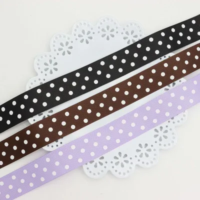 2.5cm Ribbed Velvet Ribbon Small Dots Border 100% Polyester Glitter Printed Single Face DIY Handmade Bow Gift Packaging