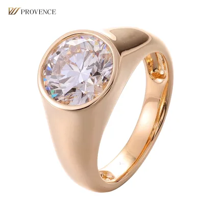 Vintage Exaggerated 18k Solid Real Gold DEF Lab Grown Diamond Fat Ring Fashion Jewelry for Wedding Engagement Gift Women Men