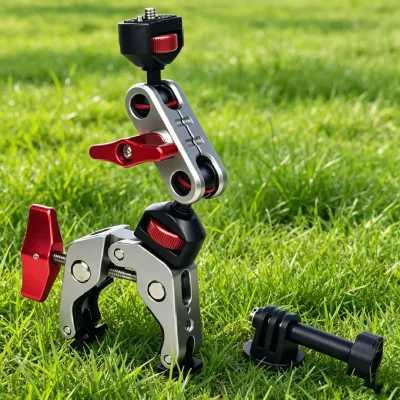 CAME-TV Metal Super Clamp and 360 Adjustable Magic Arm Camera Kit with Dual Ball Head and Go Pro Mount