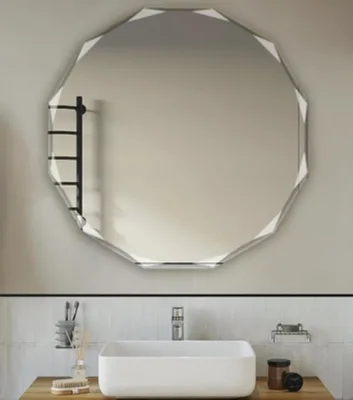 Modern wall mounted bevelled round glass decorative mirror Contemporary style wall mounted bathroom mirror Makeup mirror