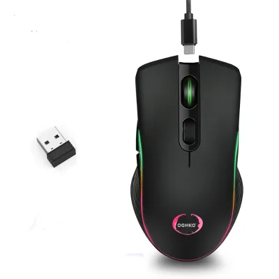 Hot Selling Ergonomic RGB Optical Gaming Mouse 1600 DPI 6-Keys 2.4Ghz Rechargeable Wireless 7 Color Breathing Light USB PC