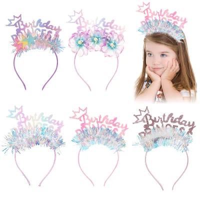 Hot-Selling Gradient Colorful Letter Headbands for Children's Birthday Parties Baby Hair Accessories