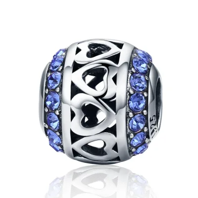 Romantic Stackable Heart Charm Beads 925 Silver