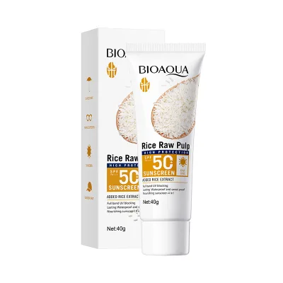 SPF50 Outdoor Essentials Anti Uv Whiten Waterproof Not Greasy Rice Raw Pulp 40g Sunscreen Cream