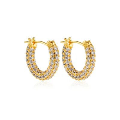 Fashion Hoop Earrings French Cubic Zirconia Simple Hoops Chunky Ear Rings Women Wholesale