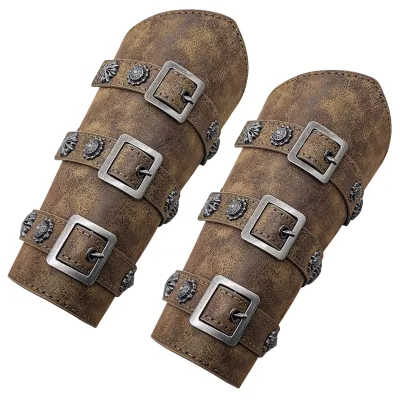 Medieval Renaissance Barbarian Leather Arm Guard Bracer Nordic Vambracers  Festival Costume Forearm Protector