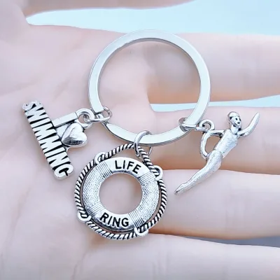 Zinc Alloy Lifebuoy Keychains for Water Sports Swimming Enthusiasts