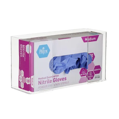 Clear Counter Top Acrylic Medical Examination Glove Dispenser Holder Wall Mounted Acrylic Single Nitrile Glove Box Dispenser