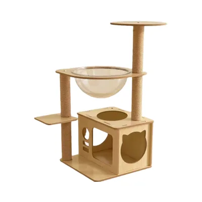 Solid Wood Cat Tree with Cabinet-Durable Cat Trees & Scratcher