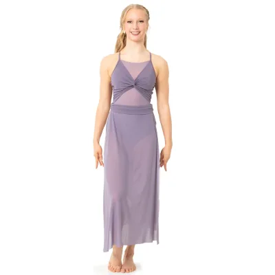 Custom Women Lyrical Dance Dress Mesh Spaghetti Strap Contemporary Performance Costume Long Skirt Dancewear