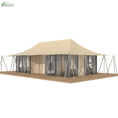Outdoor Luxury Modern Double Layer Galvanized Steel Frame Prefab Hotel Tent with Toilet