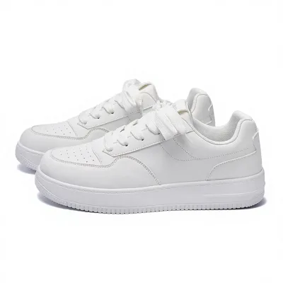 Hongbao Footwear White Court Skateboard Walking Shoes Men Lace up Breathable Anti Slip Chunky Sole Casual Sneakers OEM ODM