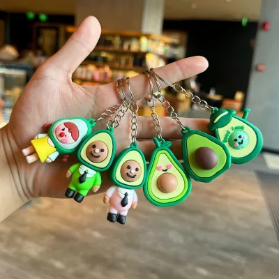 Hot-selling New Avocado Cartoon PVC Soft Rubber Keychain Couple's Gift Car and Bag Keychain