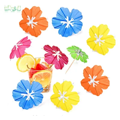 Flower Style Drinks Garnish 4" Mini Paper Drink Umbrellas Cocktail Picks Tiny Umbrella Toothpicks Fruit Sticks