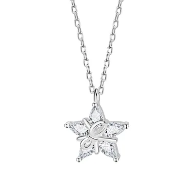 Daidan Simple Elegant Silver 925 Zircon Pendant Knotted Star Pendant Necklace
