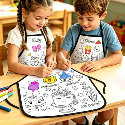 Waterproof Washable Kids DIY Coloring Apron Baby Graffiti Drawing Parent Child Interactive Educational Art Toy