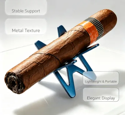 Creative Portable Zinc Alloy Cigar Holder Stand Star Shape Design Foldable Durable Stable Support for Single Custom Laser Travel