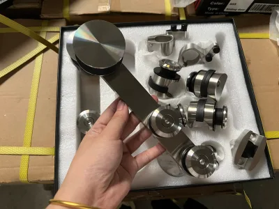 Modern Sanding Stainless Steel 304 Hotel Use Durable Rust-proof Shower Door Hardware Kit Hexagonal Rollers Eco-friendly Glass