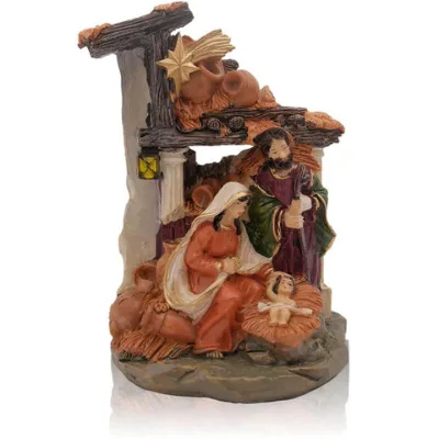 Factory Nativity Scene Figurine Christmas Home Decoration Manger Decor with Jesus from Classic Bible Story, Christian Ornament