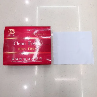 14.5*17.5cm Promotional Paper Package OEM Logo Printing Glasses Cleaner for Small Things Custom Gray Color Microfiber Cleaning C
