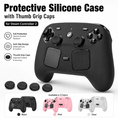 Gaming Controller Silicone Case Cover for Steam Controller 2 Silicone Anti Slip Shockproof Protective Cover with Thumbstick Caps