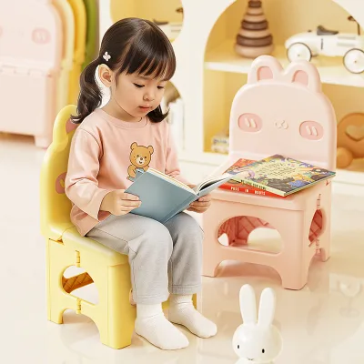 Wholeale Plastic Children's Chair School Nursery Indoor Stacking Preschool Furniture Rabbit Folding Kids Chair