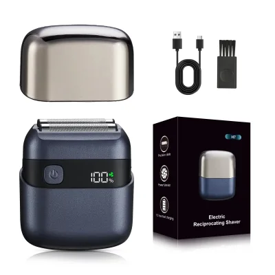 Portable Digital Display Reciprocating Electric Shaver, Water-washable, Magnetic, Mini Dual-blade, Mini square Box Shaver