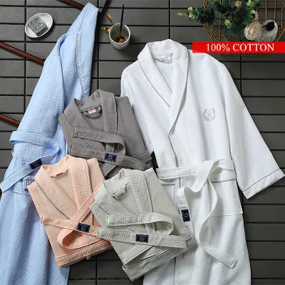 5-Star Hotel Style Cotton Ladies Bathrobe,, V-neck & Shawl Collar, New Design for Spring Summer