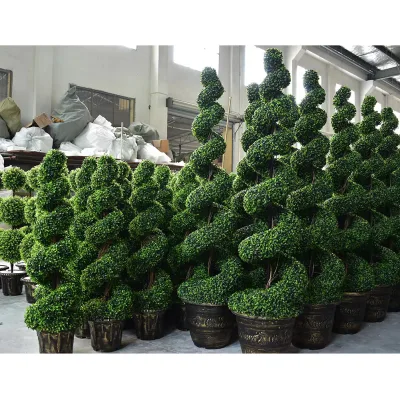 Wholesale Modern Large Fake Bonsai Tree Topiary Boxwood Plantes Artificielles Decoration Green Artificial Trees for Indoor