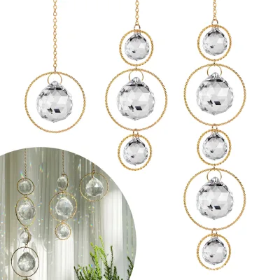 New Collection of Crystal Garden Lights Christmas Jewelry Suncatcher with Batch Flower Circle Elegant Lighting Ball Decor